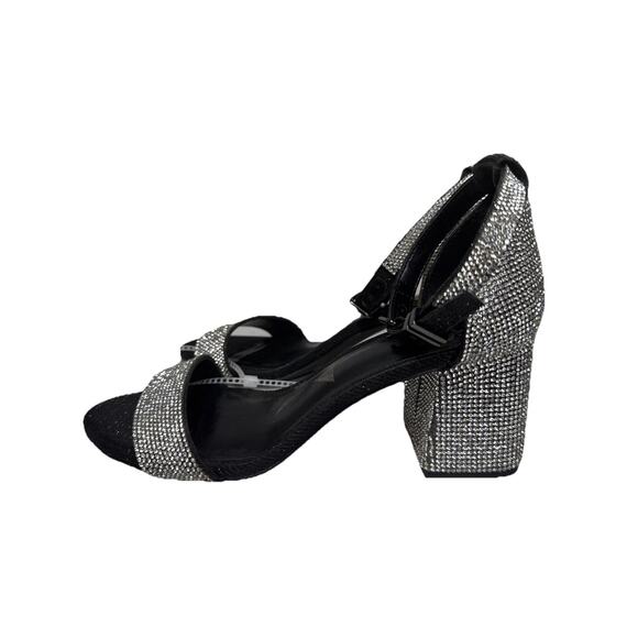 Gianni Bini Ronilynn Bling Jewel Embellished Ankle Strap Block Heel Sandals 6.5 - Picture 4 of 11